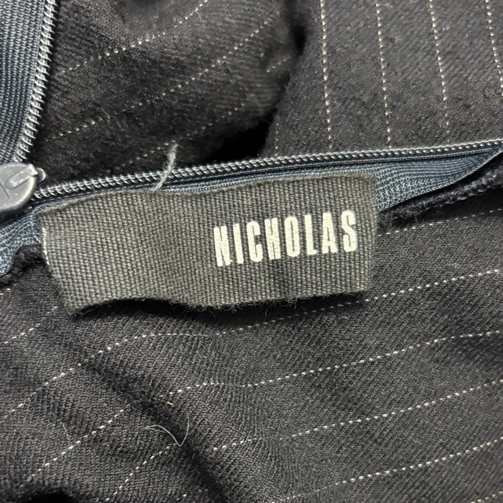 Nicholas Wool Crop Long Sleeve‎ Stripe Shirt Black Size 6